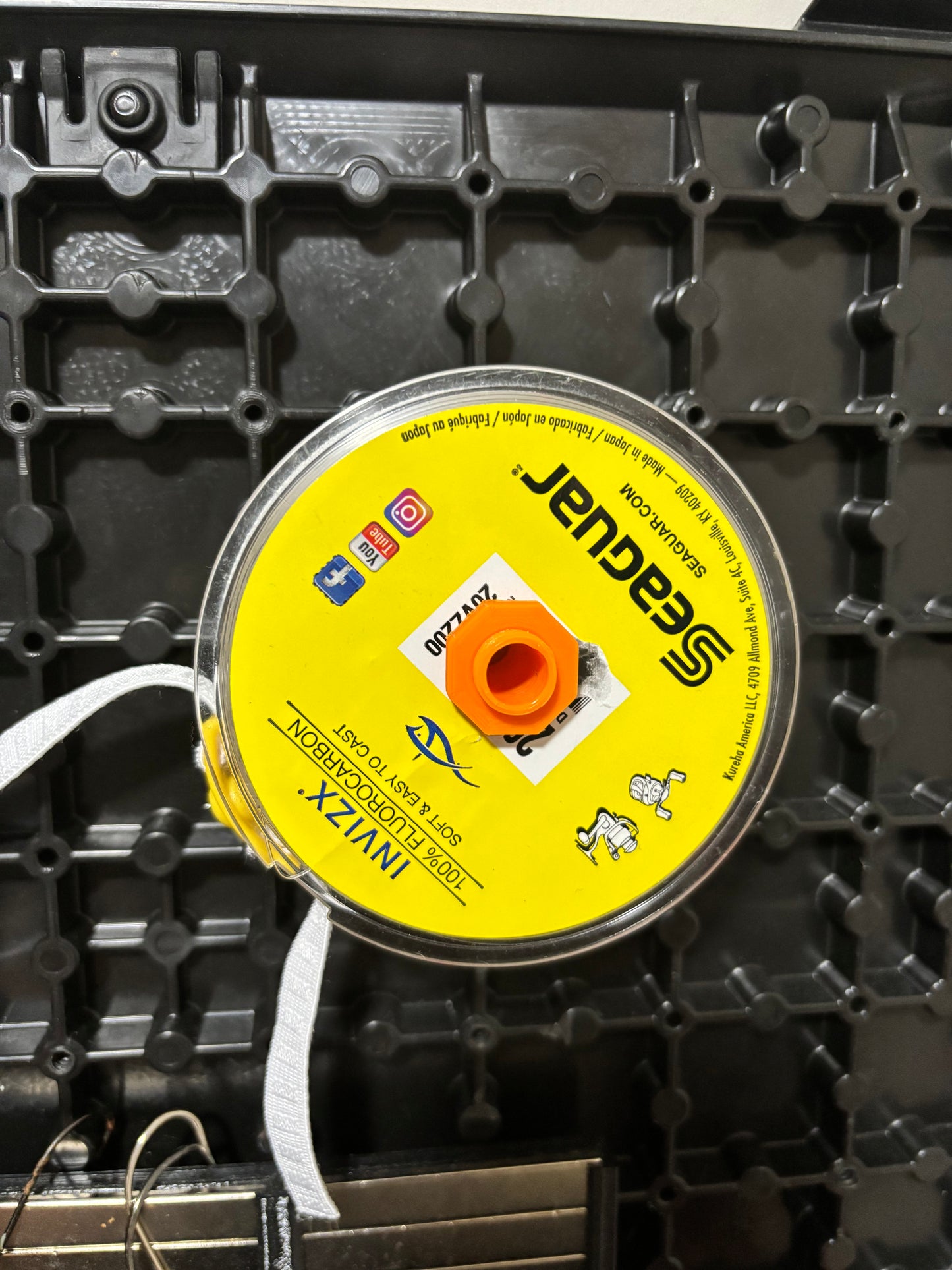 Fishing line spool holder for YakAttack BlackPak Pro.