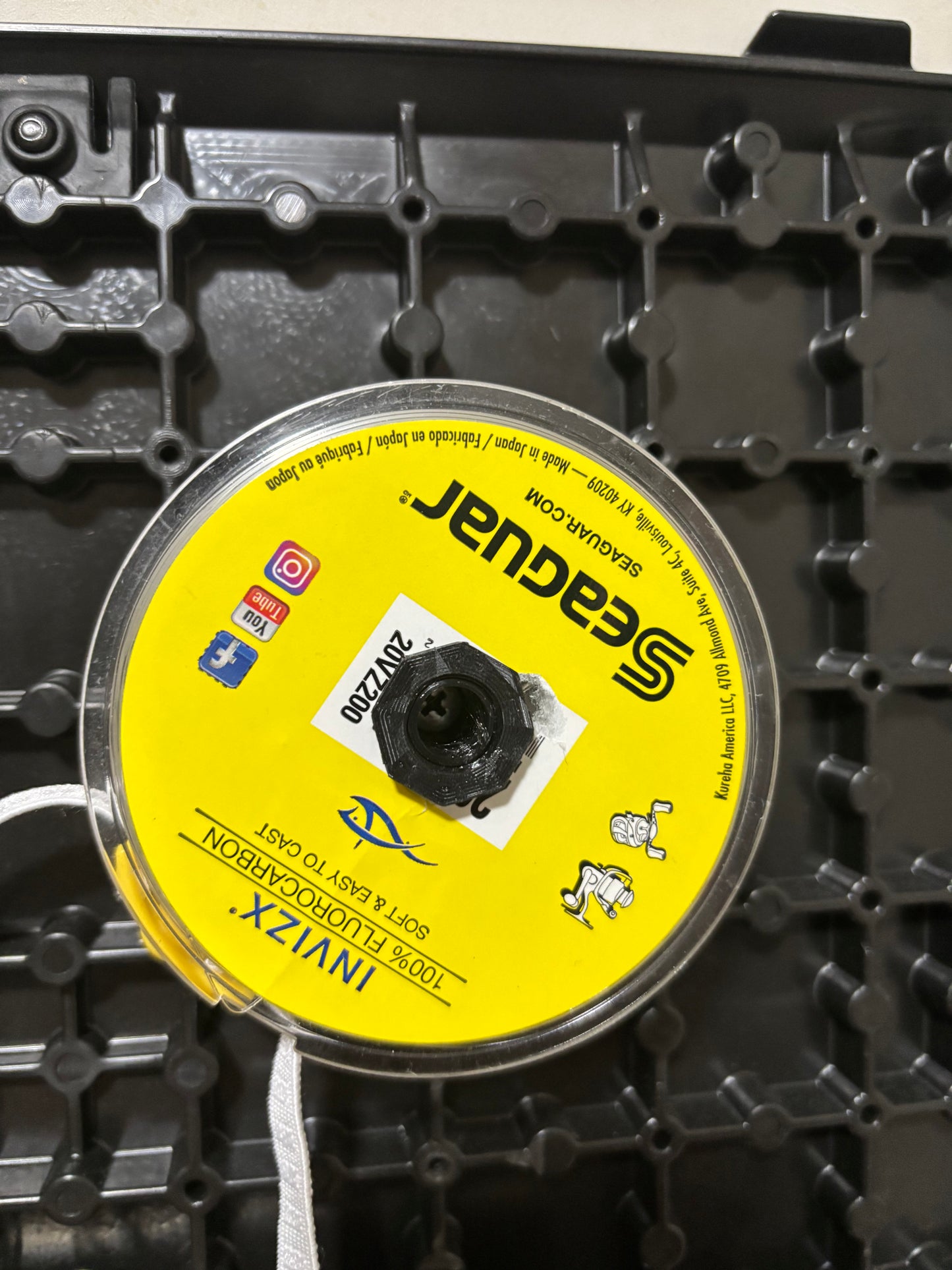 Fishing line spool holder for YakAttack BlackPak Pro.