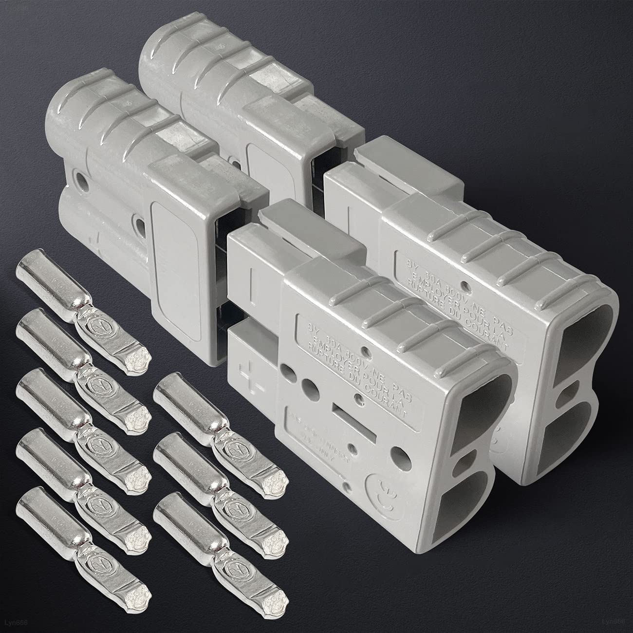 6-10 Gauge Battery Quick Connector 50A 12-36V Battery Quick Disconnect Battery Quick Wire Harness Plug Kit for Car Bike ATV Winches Lifts Motors More (4pcs,No Dust Cover,Blue)