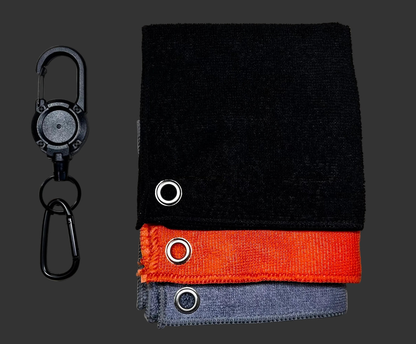 Carabiner Clip with Retractable Fishing Towel  – 11.5” x 11.5” Microfiber Angler Towel for Fishing Gear