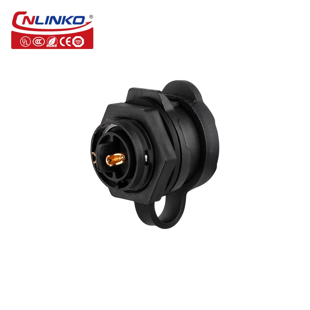 CNLINKO LP-16 IP68 Industrial Waterproof Connector Quick Plug Circular Connector PBT Plastic Shell Aviation Connector M16 2-9 Pin Flange Socket (2 Pin)