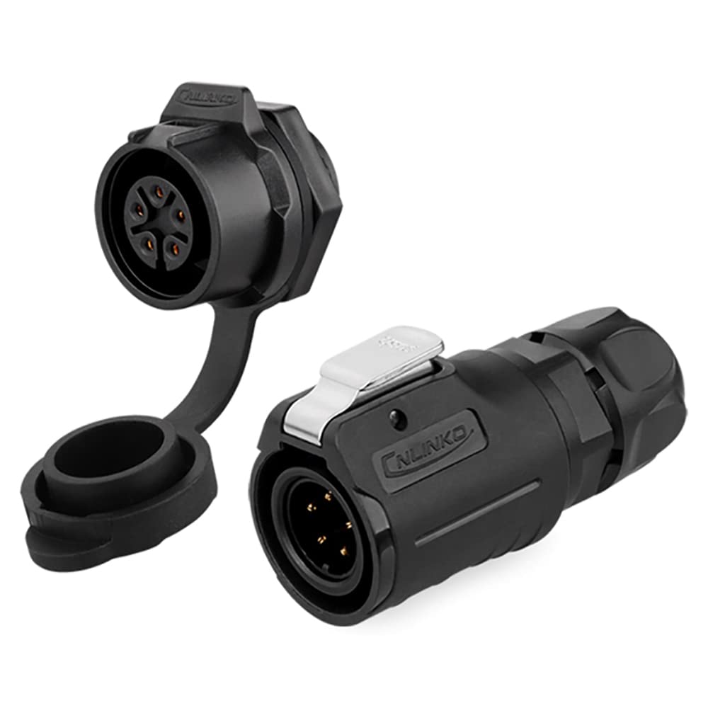 CNLINKO LP-16 IP68 Industrial Waterproof Connector Quick Plug Circular Connector PBT Plastic Shell Aviation Connector M16 2-9 Pin Flange Socket (2 Pin)