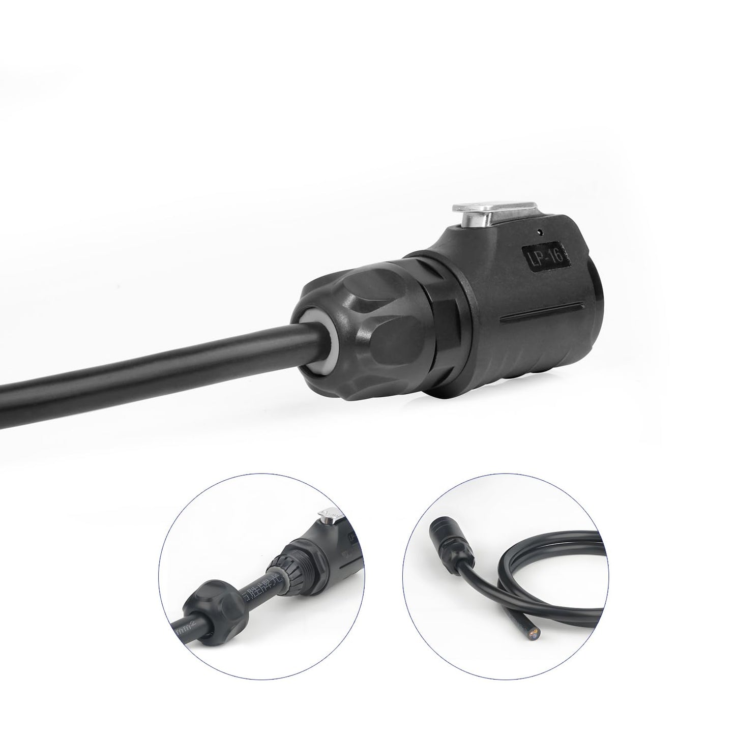 CNLINKO LP-16 IP68 Industrial Waterproof Connector Quick Plug Circular Connector PBT Plastic Shell Aviation Connector M16 2-9 Pin Flange Socket (2 Pin)