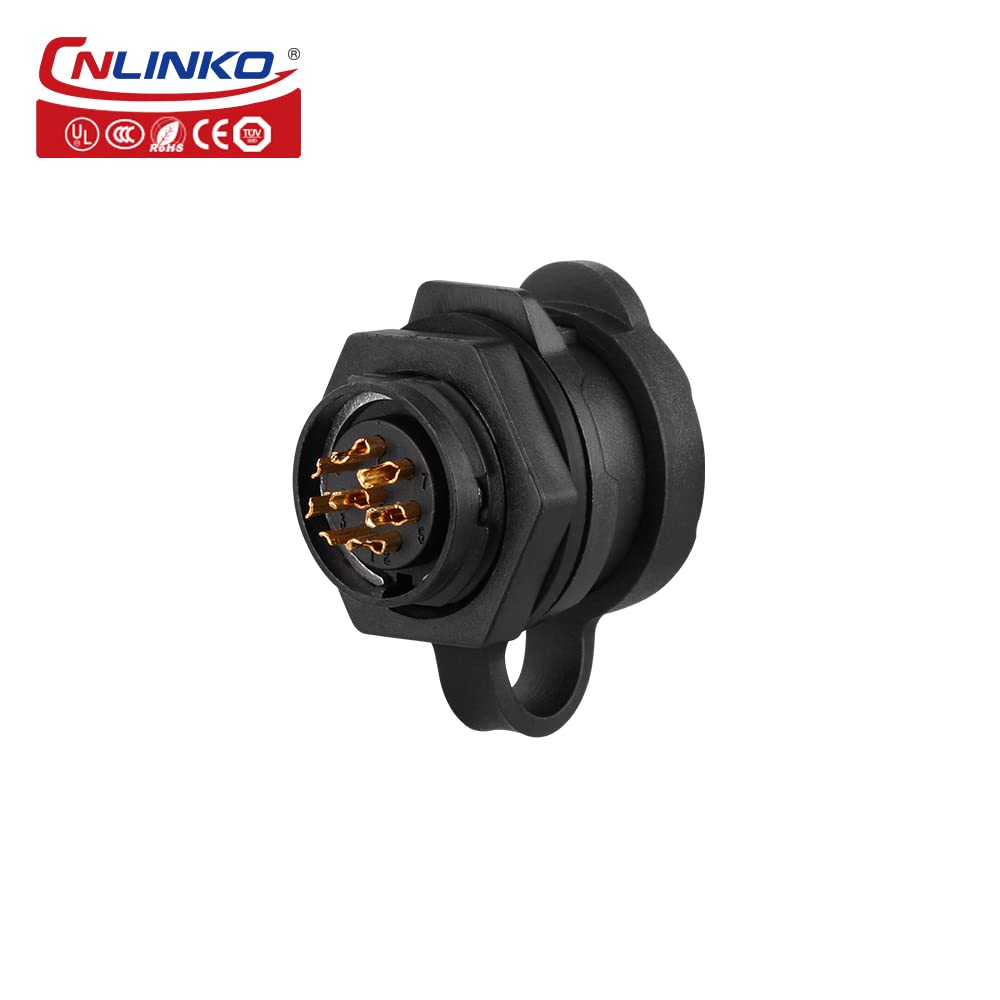 CNLINKO LP-16 IP68 Industrial Waterproof Connector Quick Plug Circular Connector PBT Plastic Shell Aviation Connector M16 2-9 Pin Flange Socket (2 Pin)