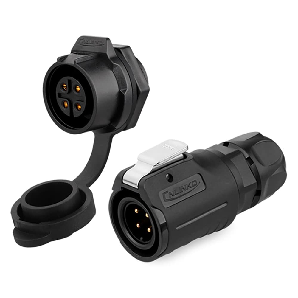 CNLINKO LP-16 IP68 Industrial Waterproof Connector Quick Plug Circular Connector PBT Plastic Shell Aviation Connector M16 2-9 Pin Flange Socket (2 Pin)