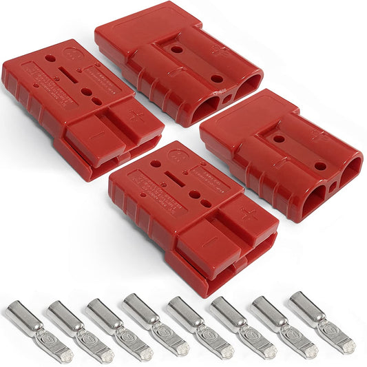 6-10 Gauge Battery Quick Connector 50A 12-36V Battery Quick Disconnect Battery Quick Wire Harness Plug Kit for Car Bike ATV Winches Lifts Motors More (4pcs,No Dust Cover,Blue)