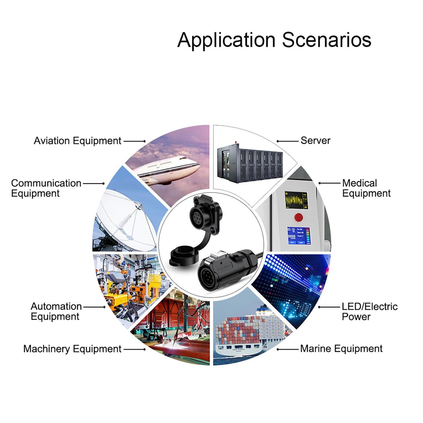 CNLINKO LP-16 IP68 Industrial Waterproof Connector Quick Plug Circular Connector PBT Plastic Shell Aviation Connector M16 2-9 Pin Flange Socket (2 Pin)