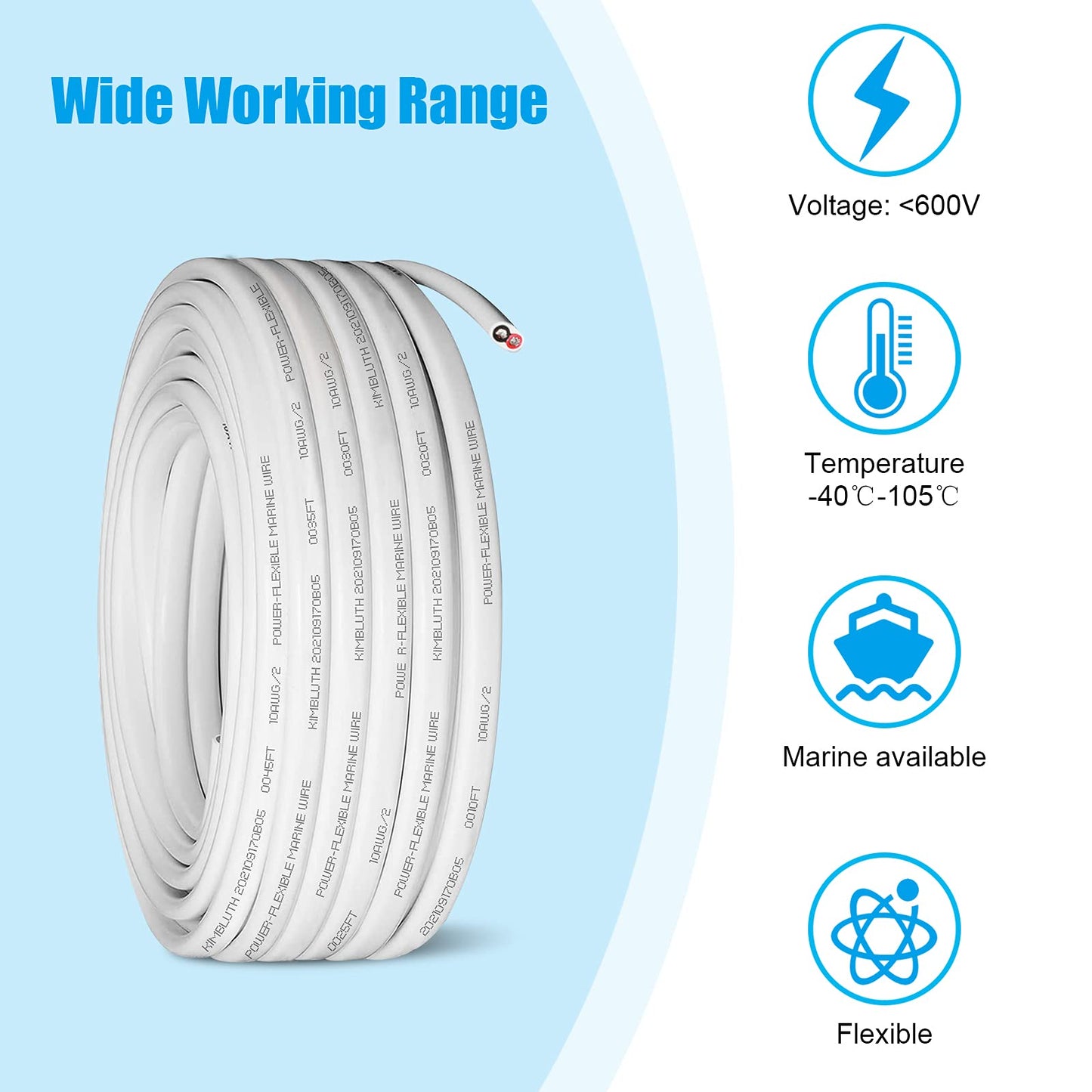 8 Gauge Marine Wire,10ft 8 AWG Duplex Marine Grade Wire,Tinned Copper Boat Cable,Marine Electrical Cable for Automotive Boat Speakers Solar Outdoors