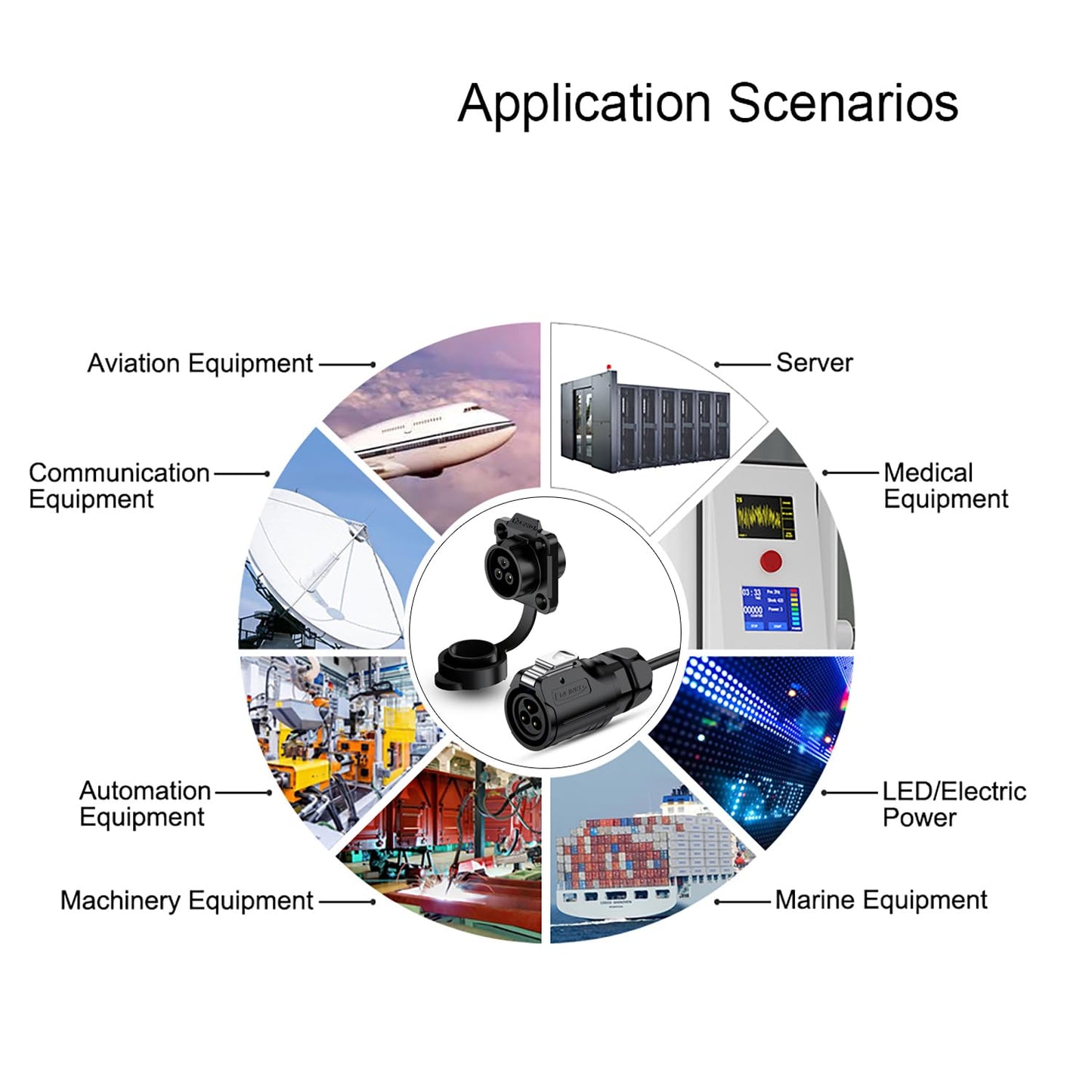 CNLINKO LP-16 IP68 Industrial Waterproof Connector Quick Plug Circular Connector PBT Plastic Shell Aviation Connector M16 2-9 Pin Flange Socket (2 Pin)