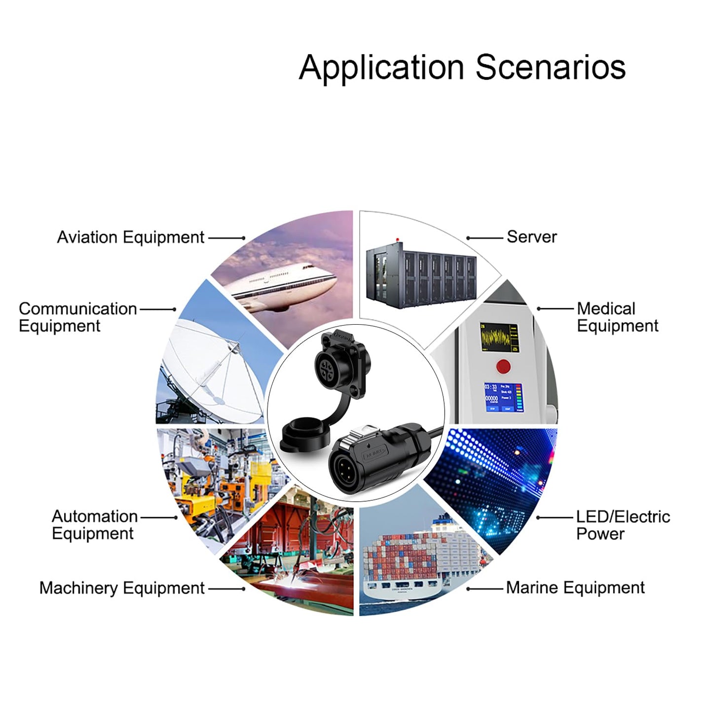 CNLINKO LP-16 IP68 Industrial Waterproof Connector Quick Plug Circular Connector PBT Plastic Shell Aviation Connector M16 2-9 Pin Flange Socket (2 Pin)