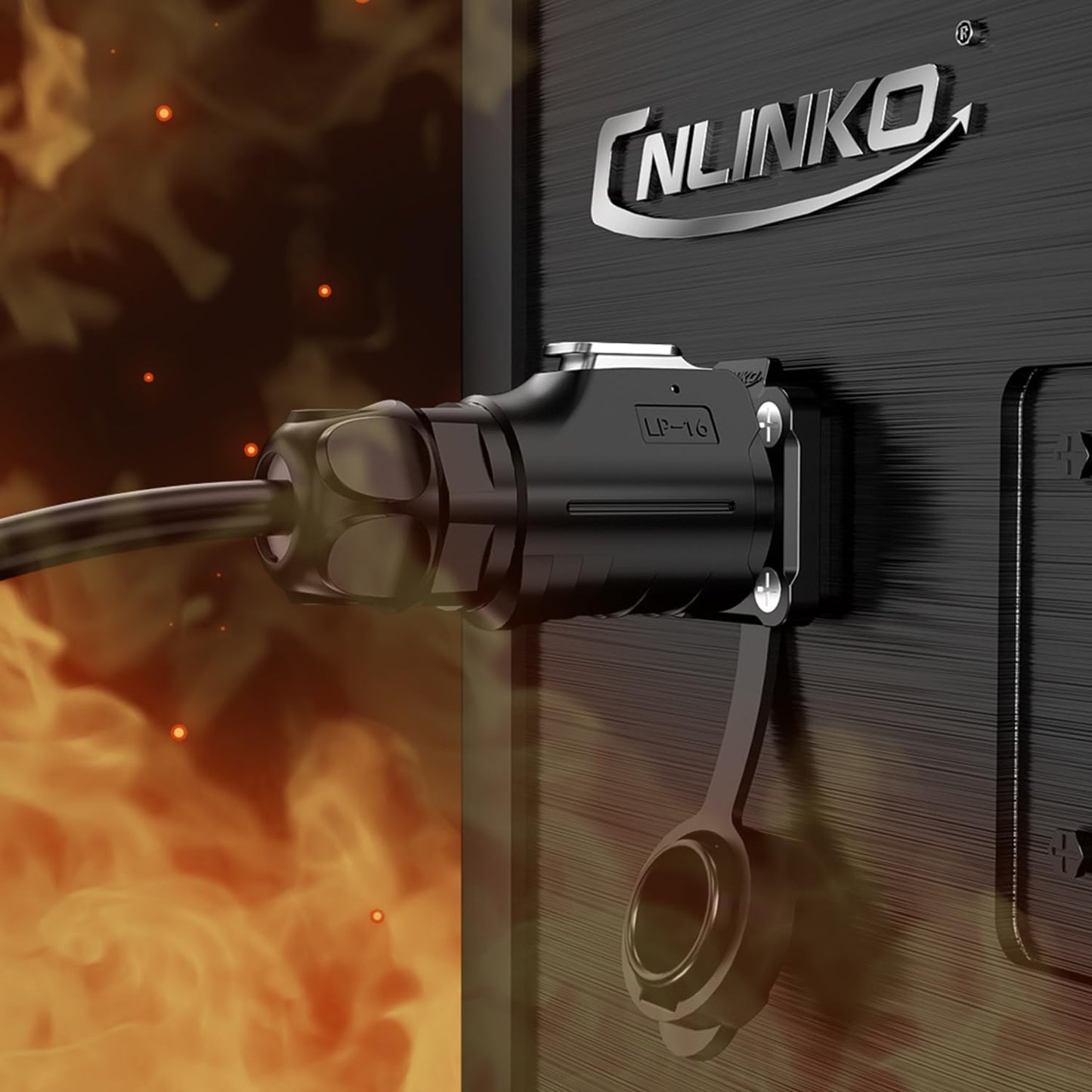 CNLINKO LP-16 IP68 Industrial Waterproof Connector Quick Plug Circular Connector PBT Plastic Shell Aviation Connector M16 2-9 Pin Flange Socket (2 Pin)