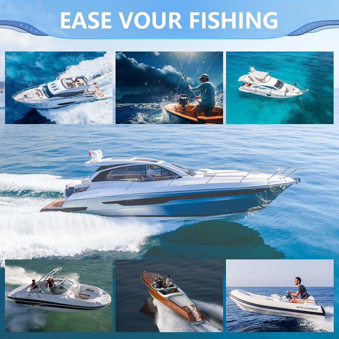 CERRXIAN Trolling Motor Plug Receptacle Set,90 Degrees 2 Pin 8AWG 50Amp Marine Boat DC Power Connector,Waterproof Trolling Motor Quick Connect,12V/24V/36V/48V Male&Female Trolling Motor Connector