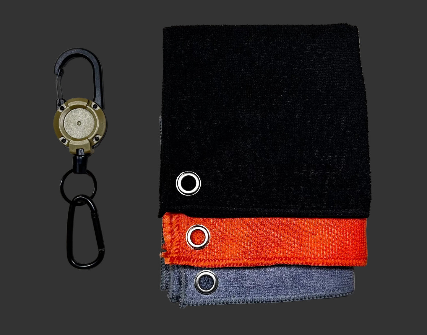 Carabiner Clip with Retractable Fishing Towel  – 11.5” x 11.5” Microfiber Angler Towel for Fishing Gear