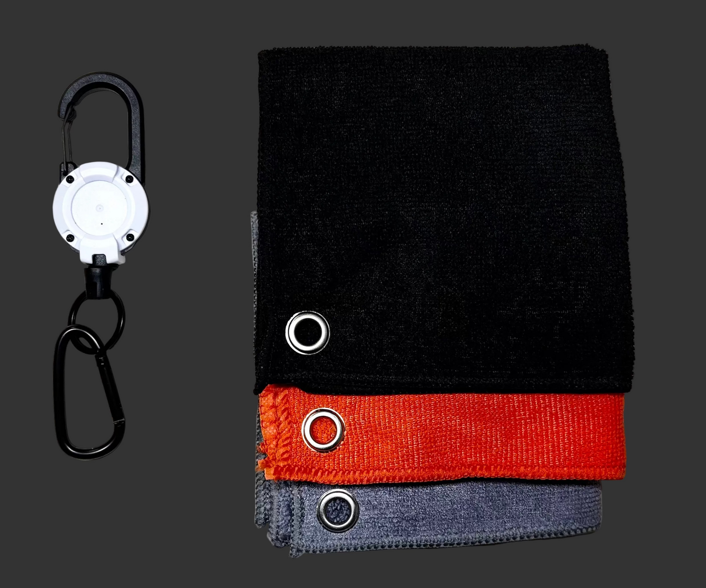 Carabiner Clip with Retractable Fishing Towel  – 11.5” x 11.5” Microfiber Angler Towel for Fishing Gear