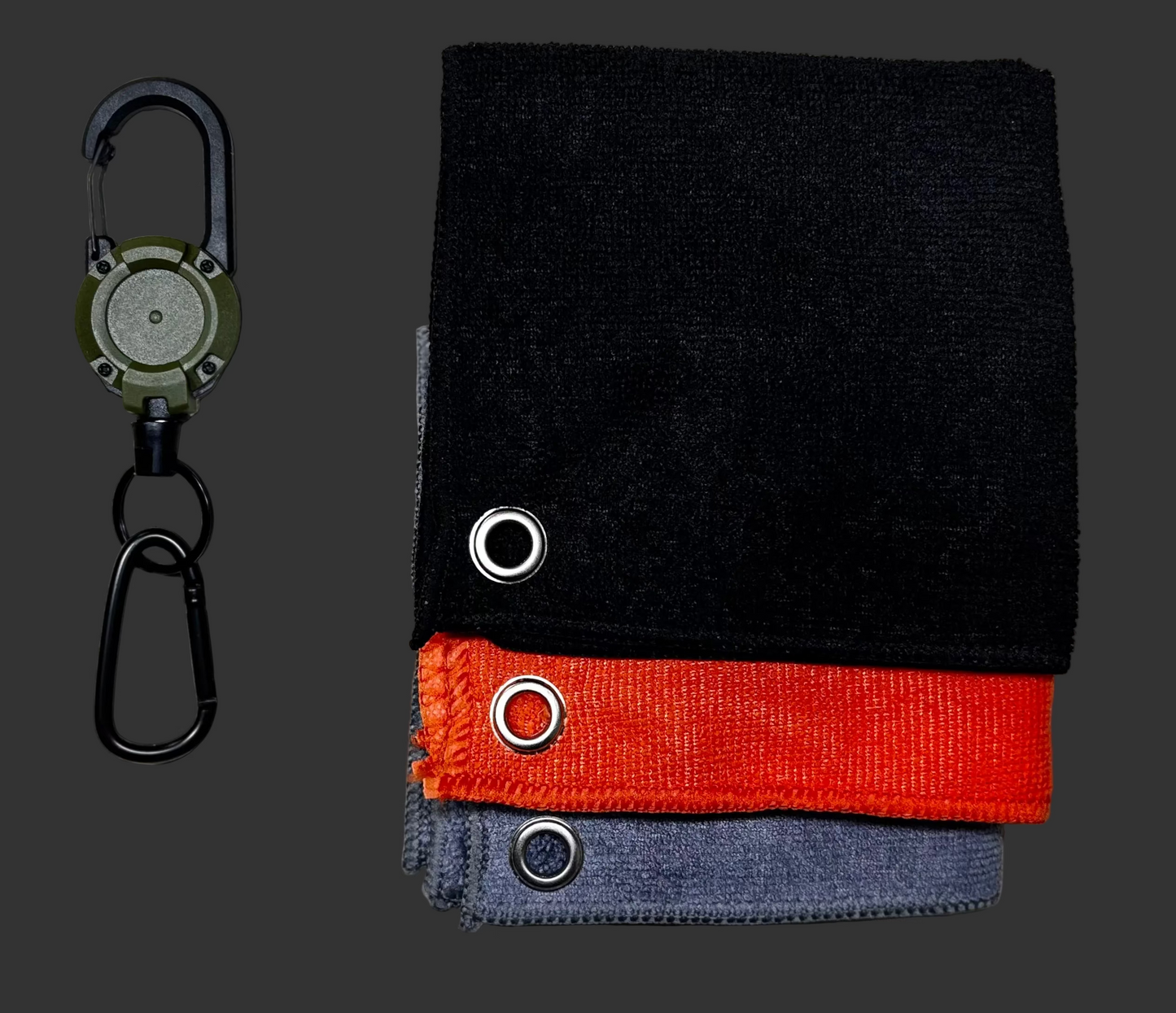 Carabiner Clip with Retractable Fishing Towel  – 11.5” x 11.5” Microfiber Angler Towel for Fishing Gear